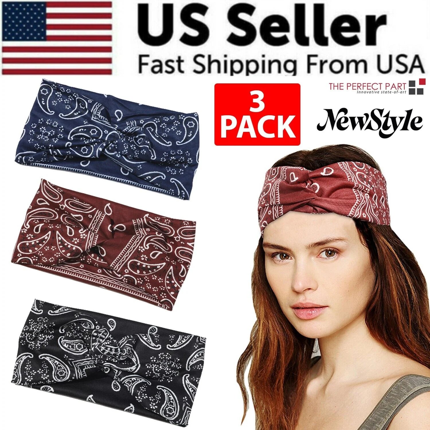 3PCS Boho Headbands Leopard Hair Bands Knotted Turban Wraps Stripe Cloth Elegant