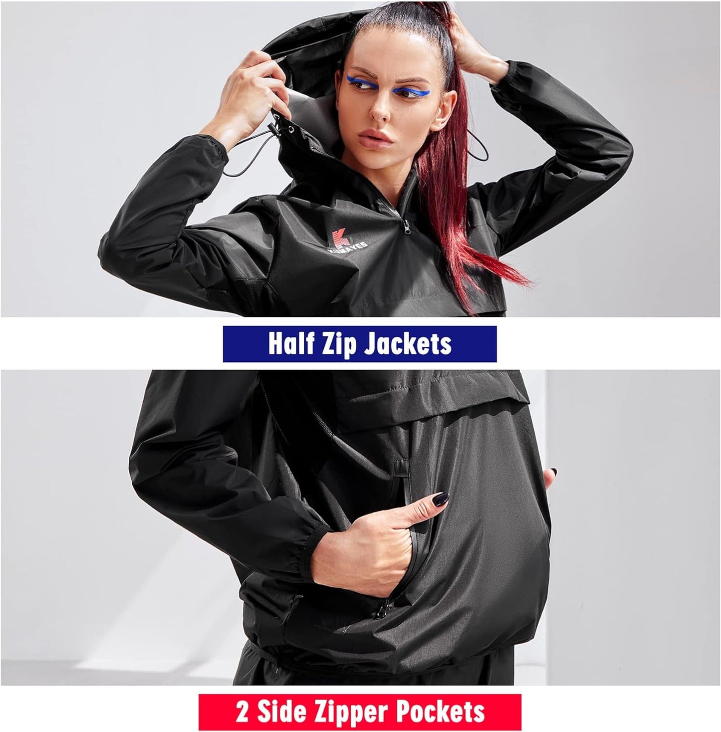 Sauna Suit for Women Sweat Jacket Long Sleeve Sweat Suits Slimming Workout Waist Trainer Fitness Body Shaper Zipper