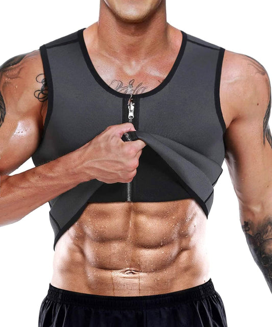 Men Sauna Vest Hot Sweat Waist Trainer Corset Neoprene Tank Top Shapewear Slimming Shirt Workout Suit