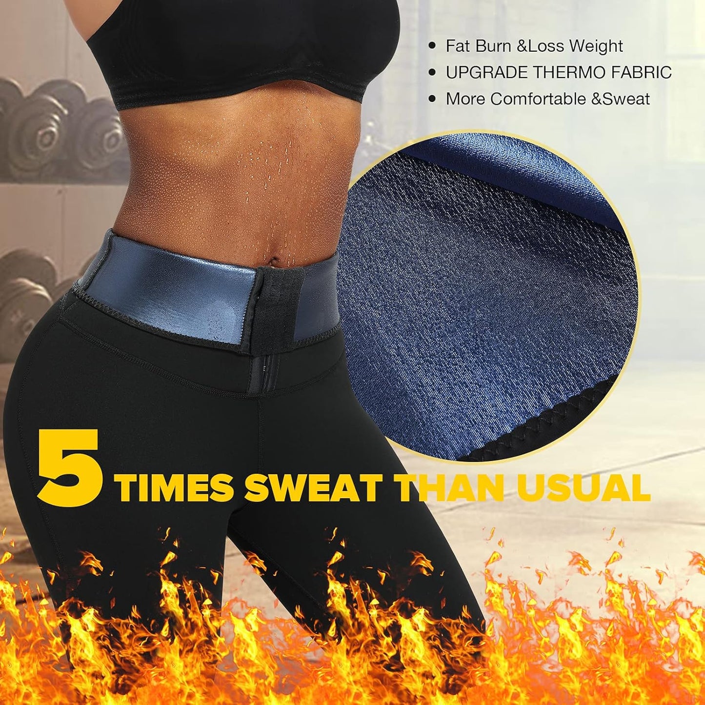 Women Sauna Sweat Pants Legging Shorts Hot Capris Shaper High Waist Biker Shaper Compression Blue L