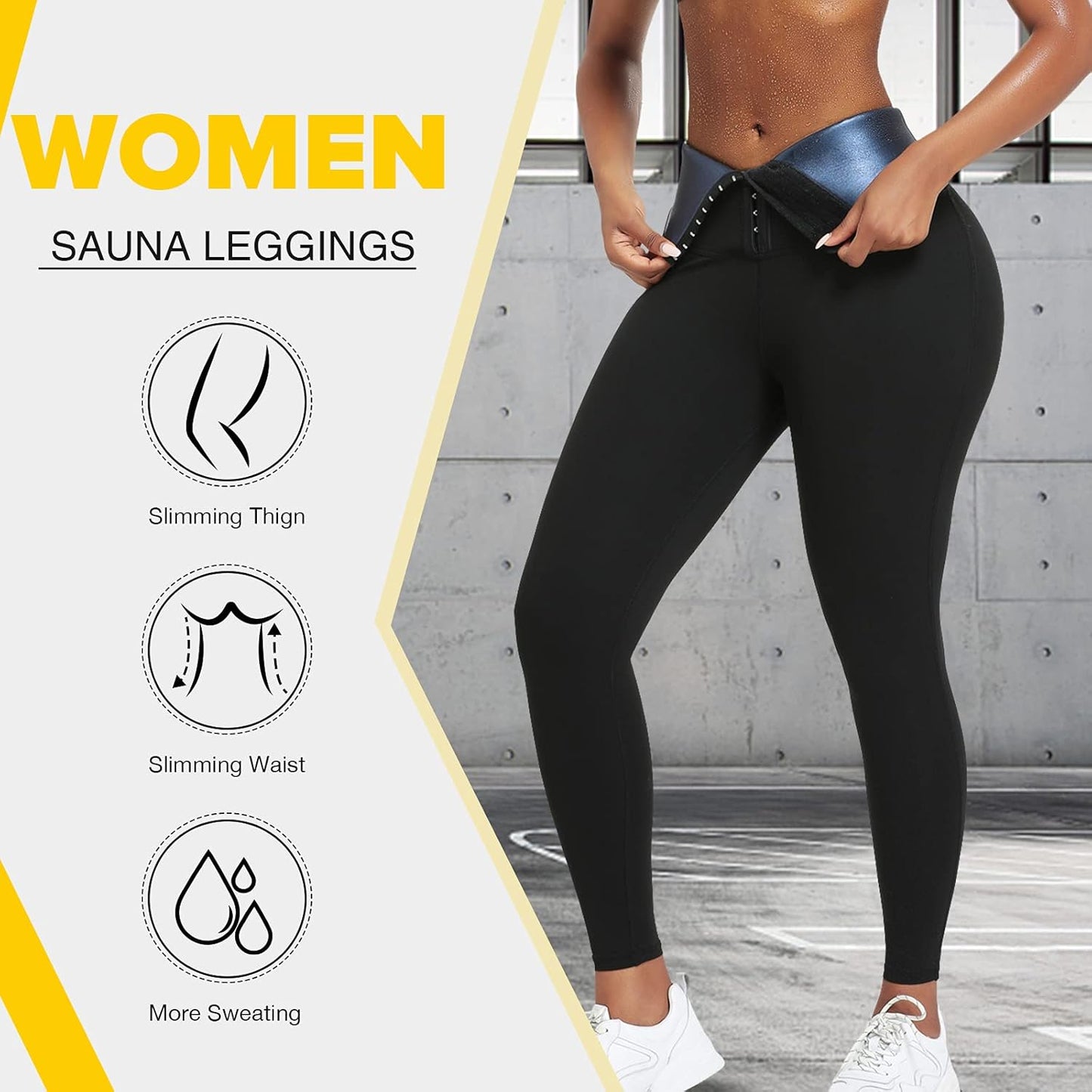 Women Sauna Sweat Pants Legging Shorts Hot Capris Shaper High Waist Biker Shaper Compression Blue L