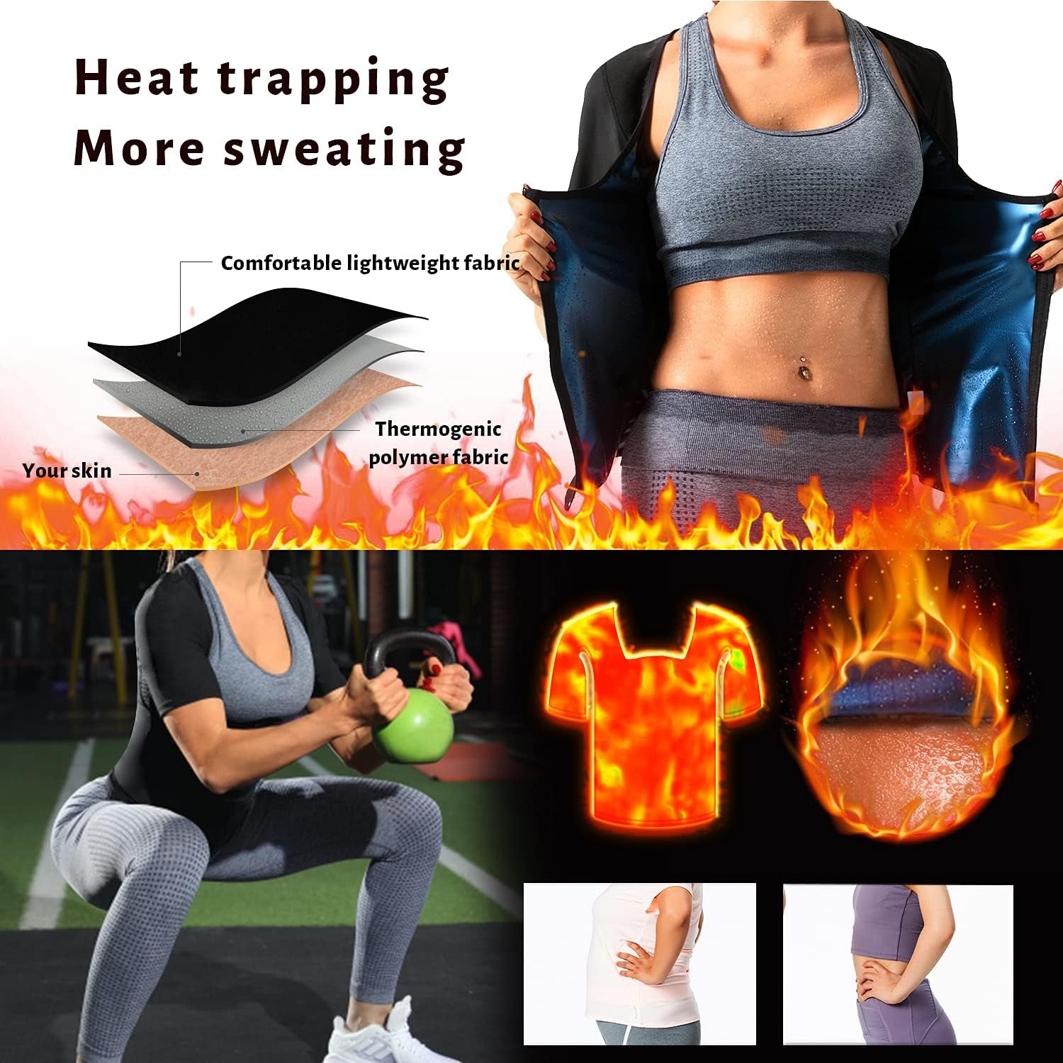 Women Sauna Vest Sweat Tank Top Zipper Compression Shirts Heat Trapping Waist Trainer