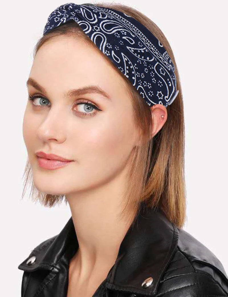 3PCS Boho Headbands Leopard Hair Bands Knotted Turban Wraps Stripe Cloth Elegant