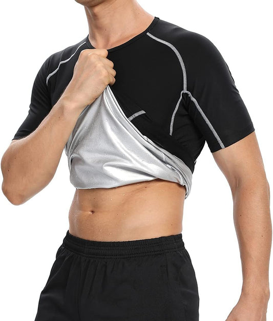 Big and Tall Men'S Sauna Sweat Suit Compression Heat Trapping Shirt for Gym Exercise Slimmer Shapewear Sweat Vest