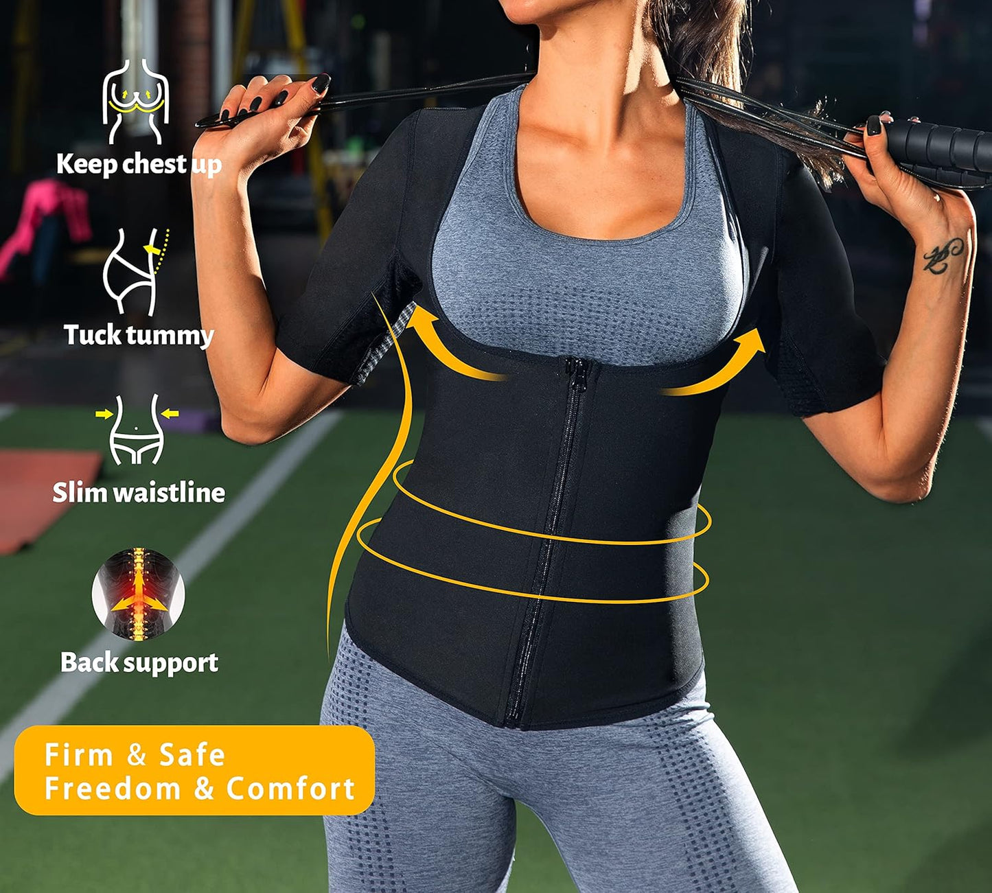 Women Sauna Vest Sweat Tank Top Zipper Compression Shirts Heat Trapping Waist Trainer